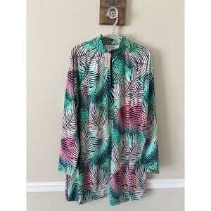 NWT Tommy Bahama Golf Womens Size XL Dress Tropical Leaf Print Long Sleeve